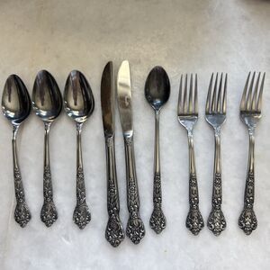 9 Vtg Pcs Versailles Flatware Stainless by MSI Japan 4 Spoons 3 Forks 2 Knives